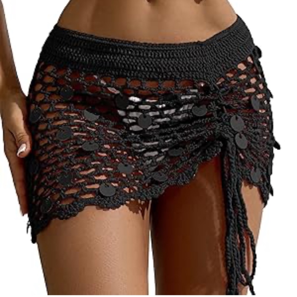 Black Crochet Skirt bikini coverup small